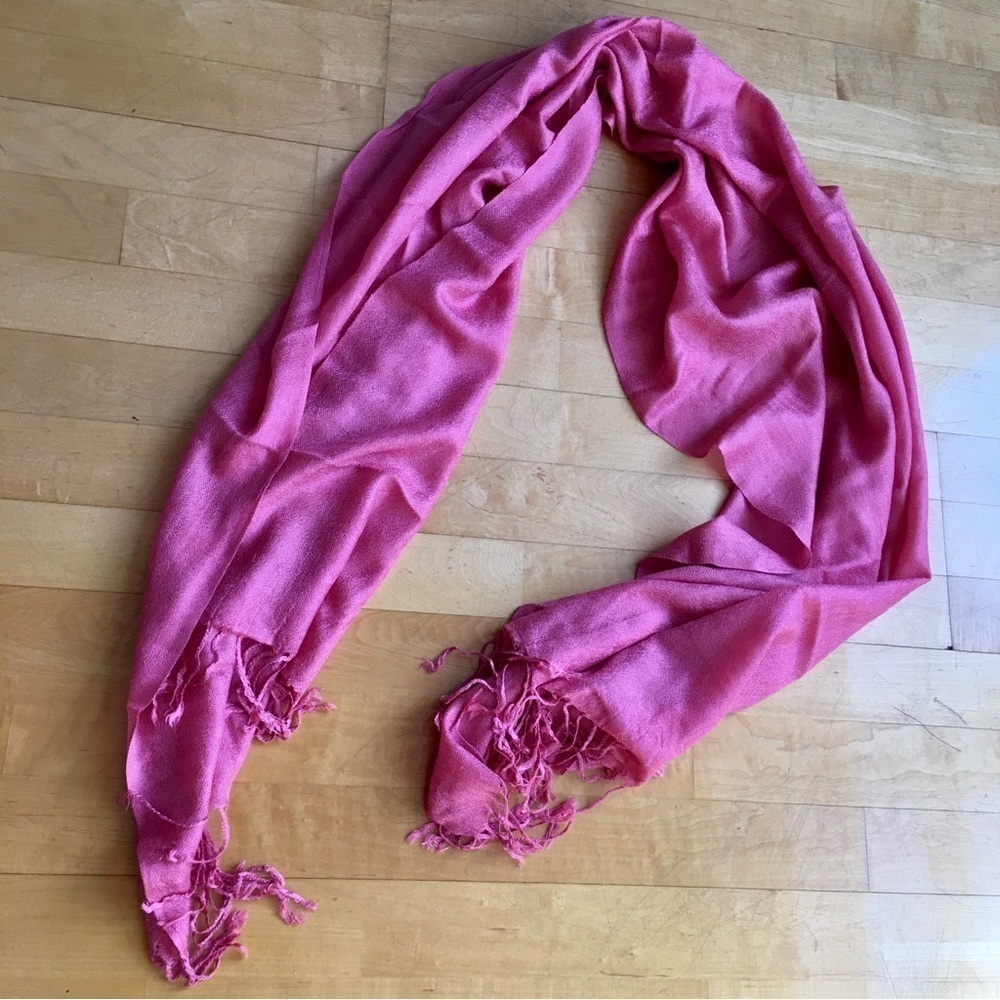 Pashmina Scarf Coral Peach Pink Fringe
